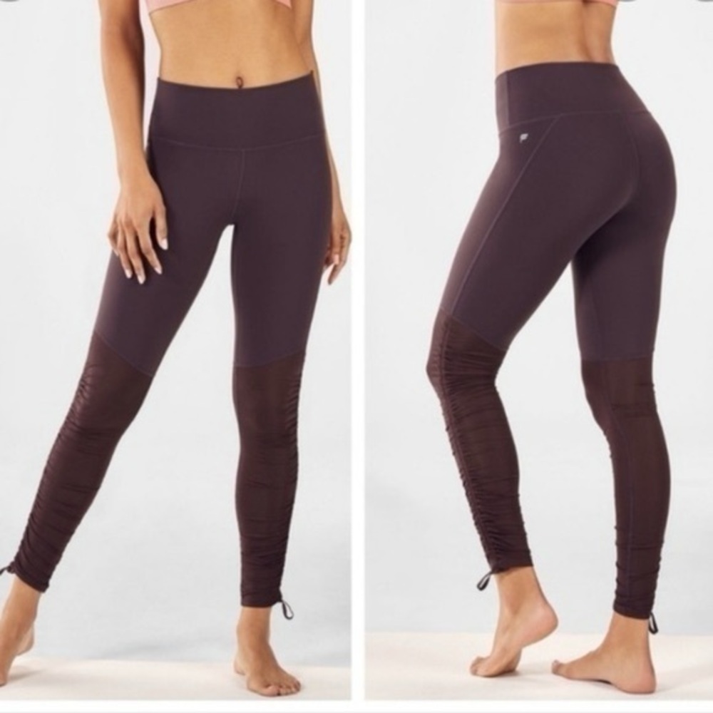 Fabletics Cashel Foldover PureLuxe Legging Plum Full Length Drawtring Ankle Sz S